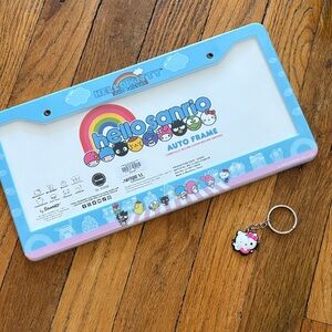 Sanrio Blue and Pink License Plate Frame with Keychain